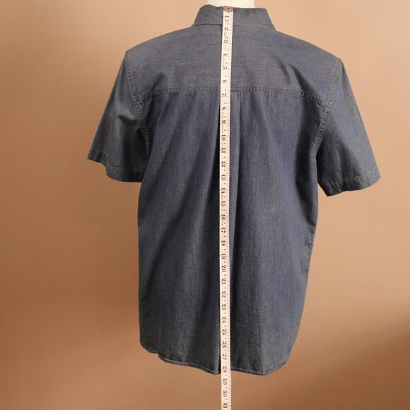 VTG Karen Scott sport Denim Red, White & Blue Bedazzled SS Button Up sz M - Picture 6 of 8